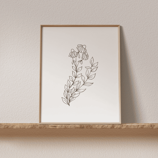 White Flowers Line Art Poster No.4 - Image 3