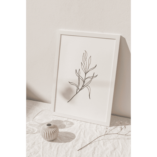 White Botanical Line Art Poster - Image 2