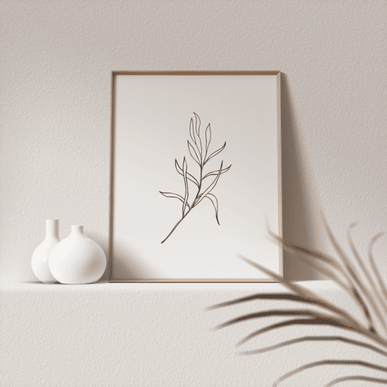 White Botanical Line Art Poster - Image 3
