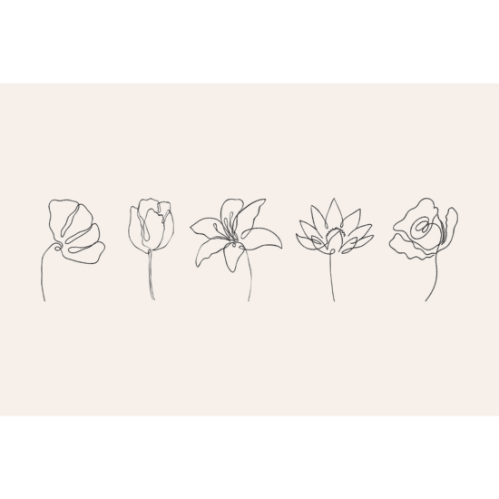 Beige Line Art Flowers Poster