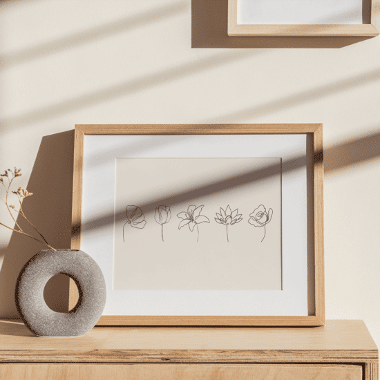 Beige Line Art Flowers Poster - Image 4