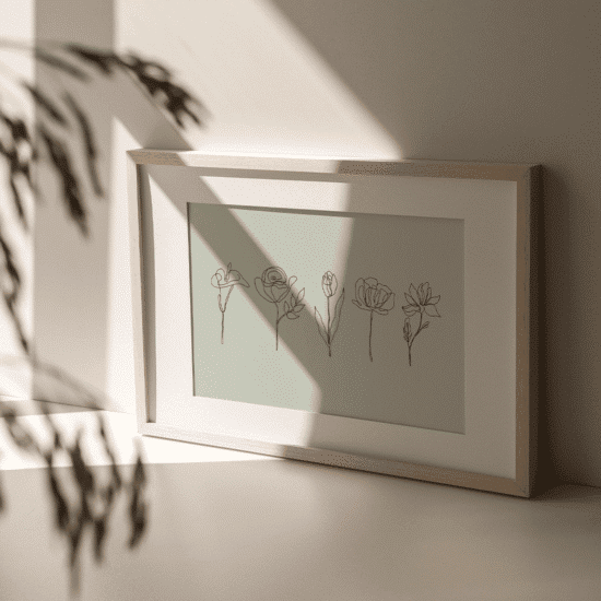 Green Line Art Flowers Poster - Image 3