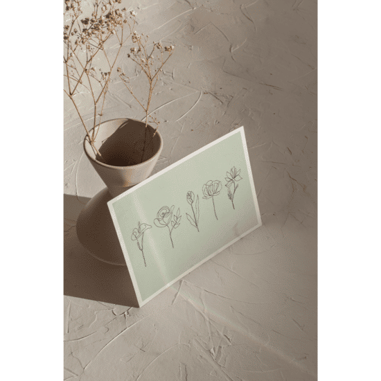 Green Line Art Flowers Poster - Image 5