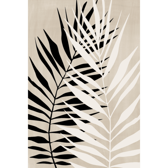 Black Beige Palm Leaves Poster
