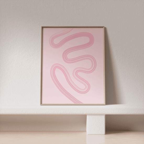 One Line Pastel Pink Poster - Image 3