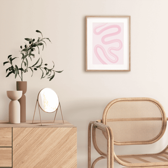 One Line Pastel Pink Poster - Image 4
