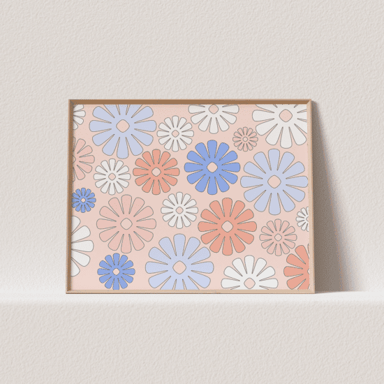 Pastel Retro Flowers Poster - Image 3