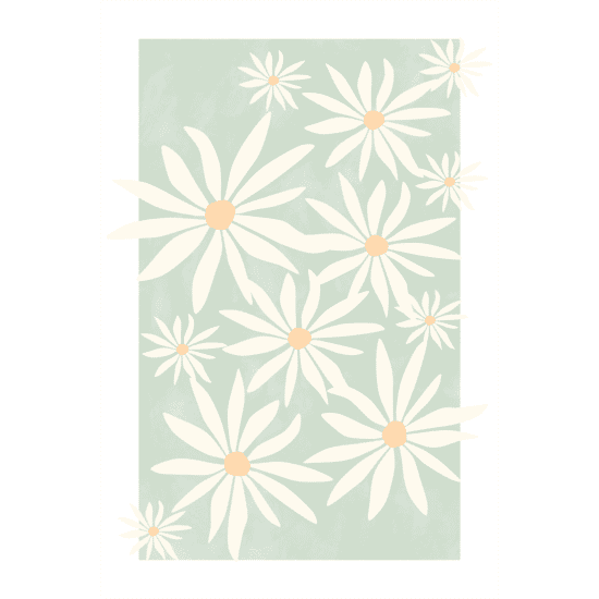 Green Abstract Flowers Poster
