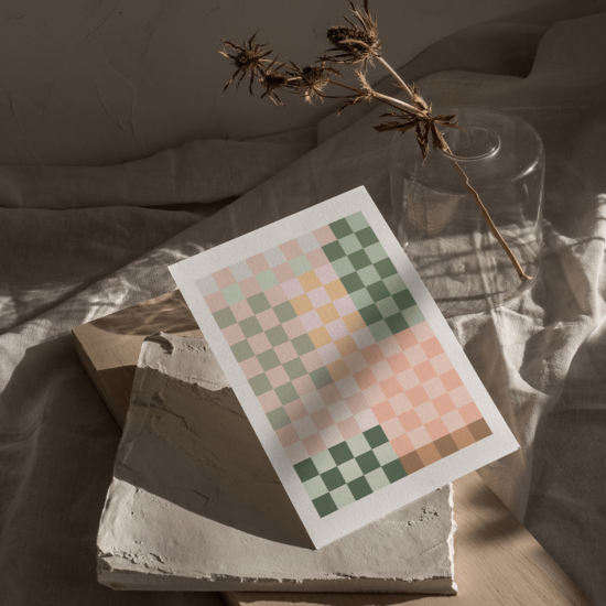 Pink and Green Checkered Poster - Image 5