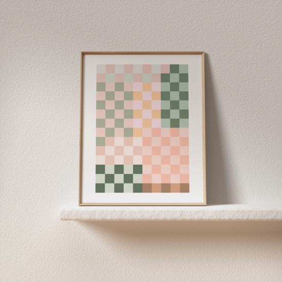 Pink and Green Checkered Poster - Image 3
