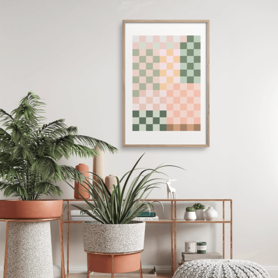 Pink and Green Checkered Poster - Image 4