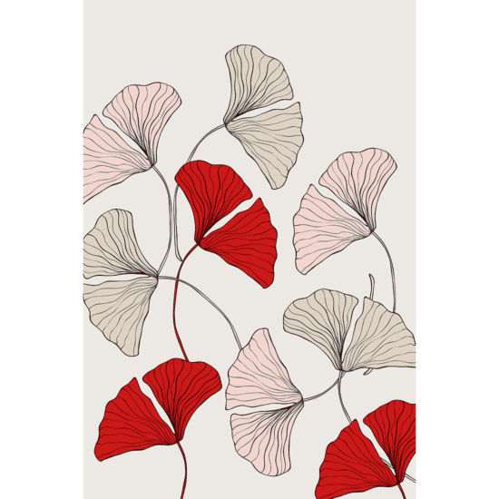 Pink & Red Ginkgo Leaves Poster