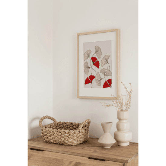 Pink & Red Ginkgo Leaves Poster - Image 2