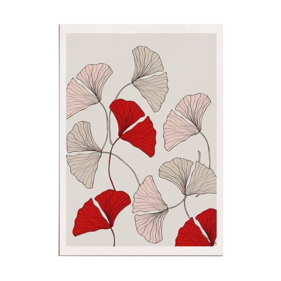 Pink & Red Ginkgo Leaves Poster - Image 5
