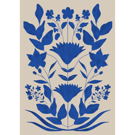 Vintage Blue Botanics Poster No.1
