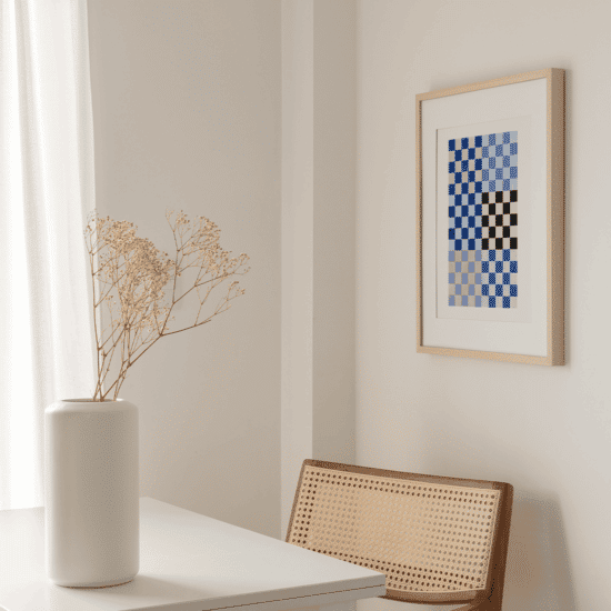 Blue Checkered Poster - Image 4